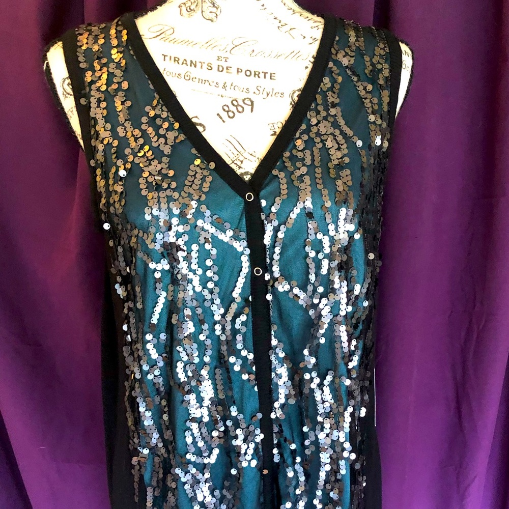 Blue/green Tunic top with sequins